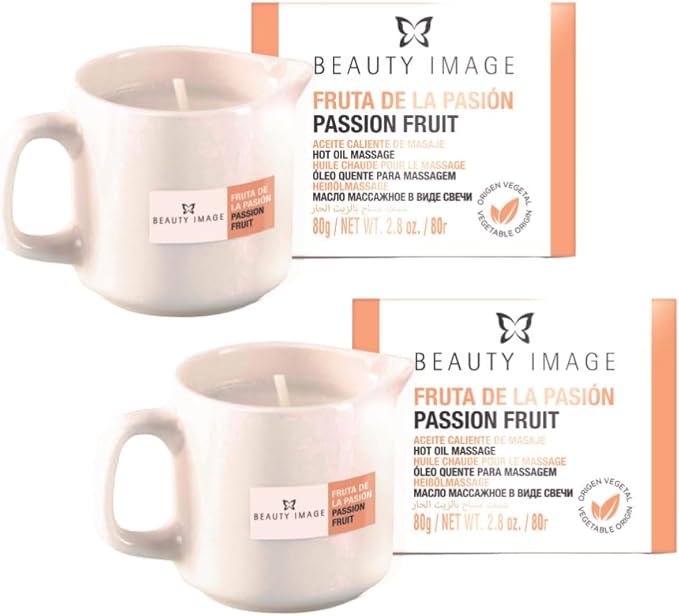 Pack 2 Velas de Masaje BEAUTY IMAGE – Fruta de la Pasión, 80 g, Hidratantes