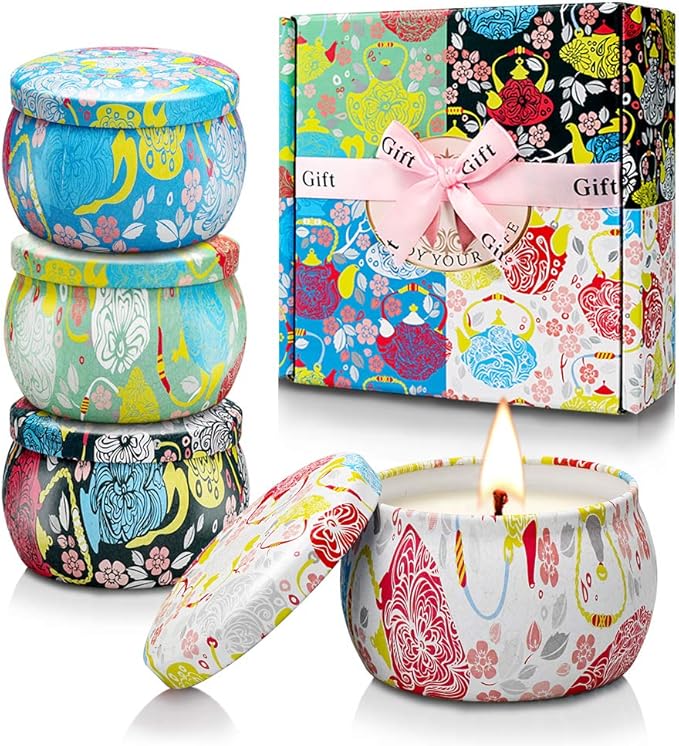 Set 4 Velas Aromáticas de Soja – Aromaterapia y Relajación