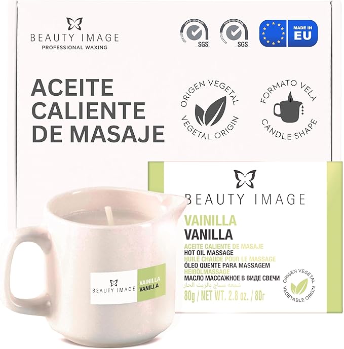 Vela de Masaje BEAUTY IMAGE – Vainilla y Cacao, 80 g, Hidratante
