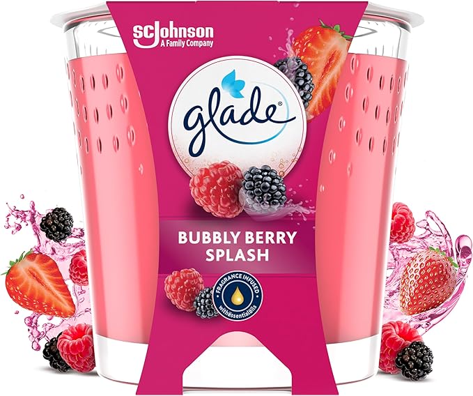Vela Aromática Glade Bubbly Berry Splash – 30 Horas de Fragancia